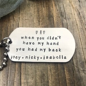 Custom Dog Tag Necklace For Dad, Personalized Necklace For Dad, When You Didn't Have My Hand You Had My Back, Father's Day Gift For Dad
