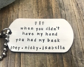 Custom Dog Tag Necklace For Dad, Personalized Necklace For Dad, When You Didn't Have My Hand You Had My Back, Father's Day Gift For Dad