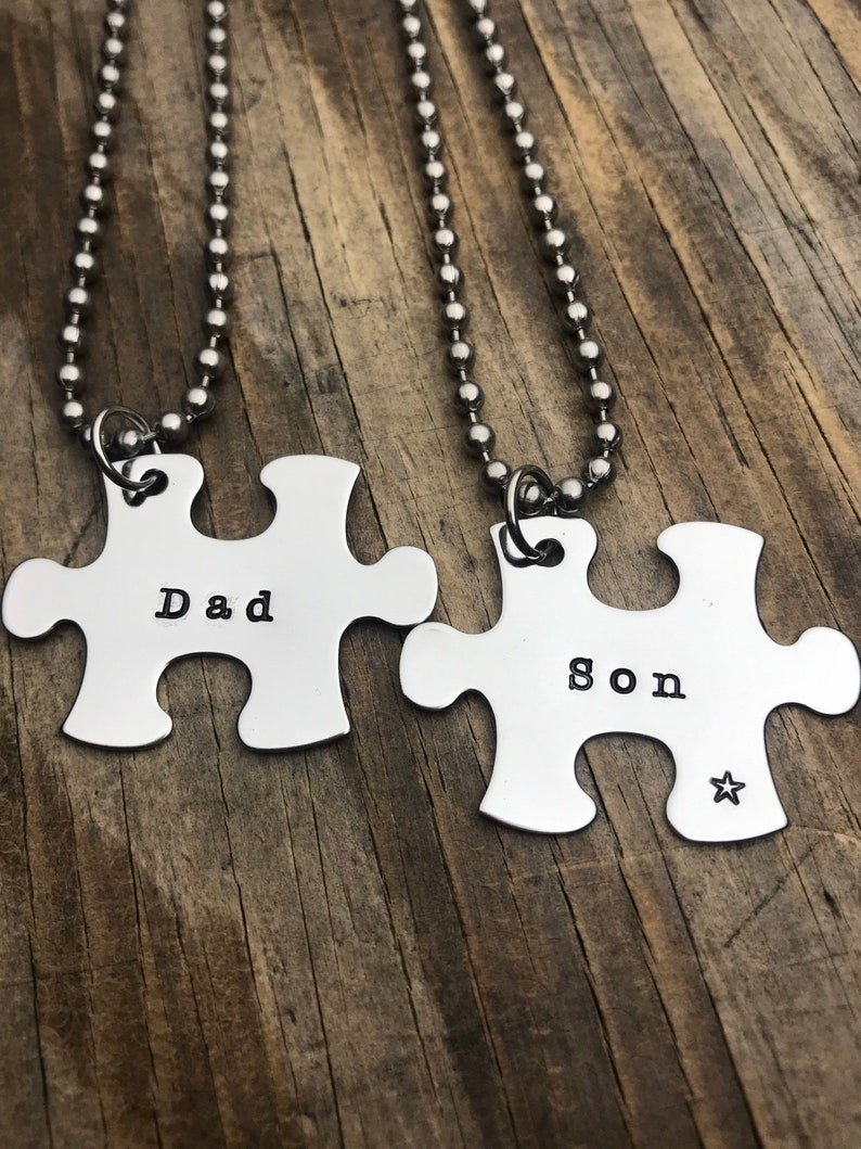 Dad Son Necklace Set Interlocking Necklace for Father and Etsy