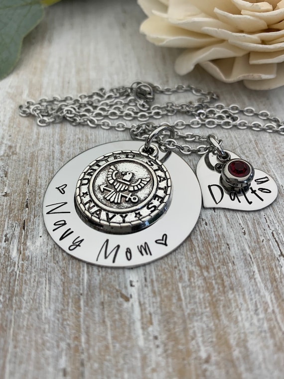 Navy Mom Custom Necklace Military Mom US Navy Mom Gift My Sailor Key Chain Proud Navy Mom Military Mom Deployment Name Jewelry Navy Etsy