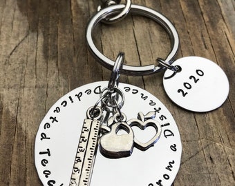 2021 Teachers Gift, Dedicated Teacher Even From A Distance, Teacher Appreciation Gift, Custom Teacher Key Chain, Name Gift, End OF Year Gift