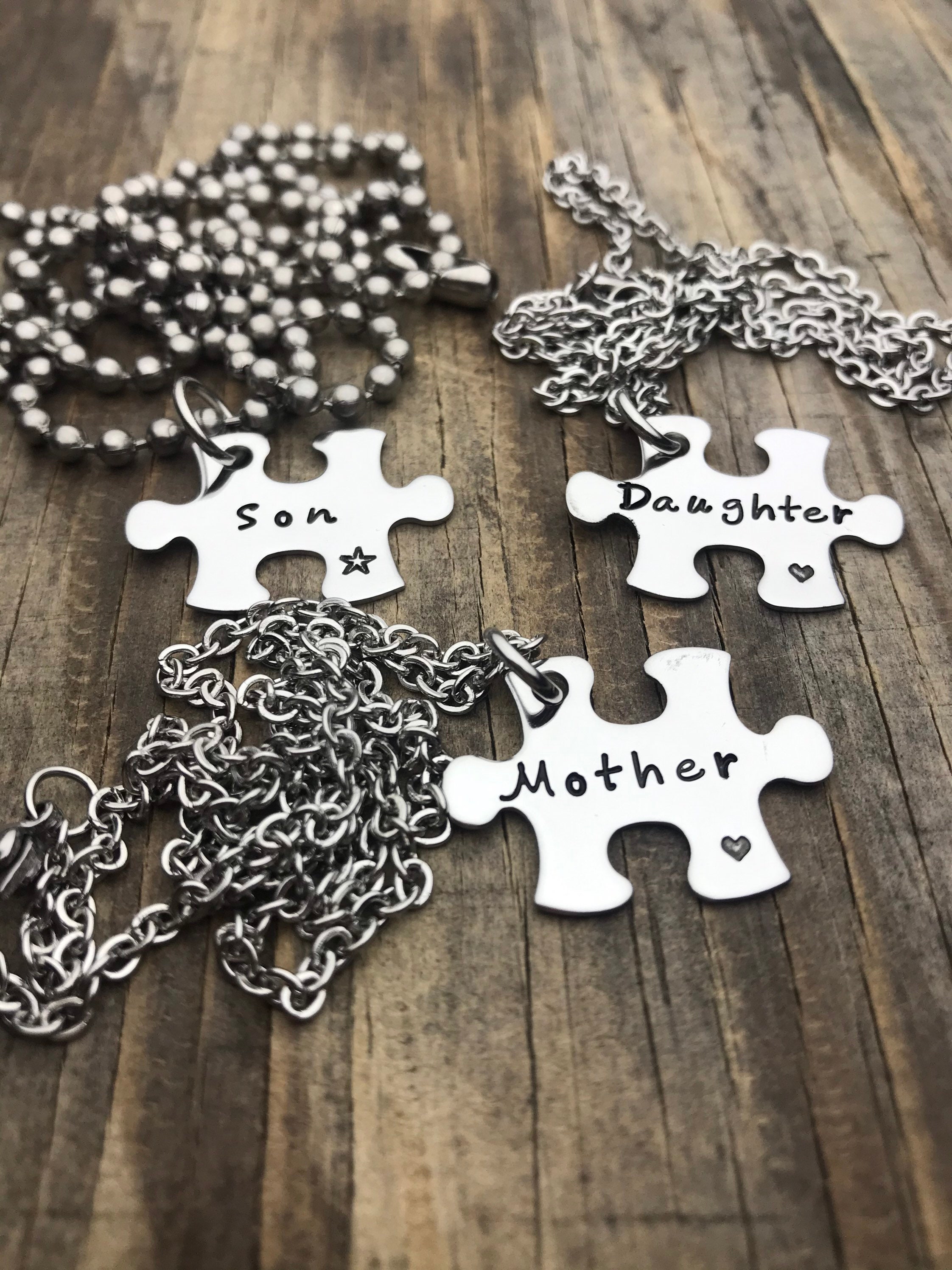 Mother Daughter Son Puzzle Piece Set Custom Puzzle Piece Necklaces Key Chains Mom and Children Gift Interlocking Necklaces Mother s Day Etsy Canada