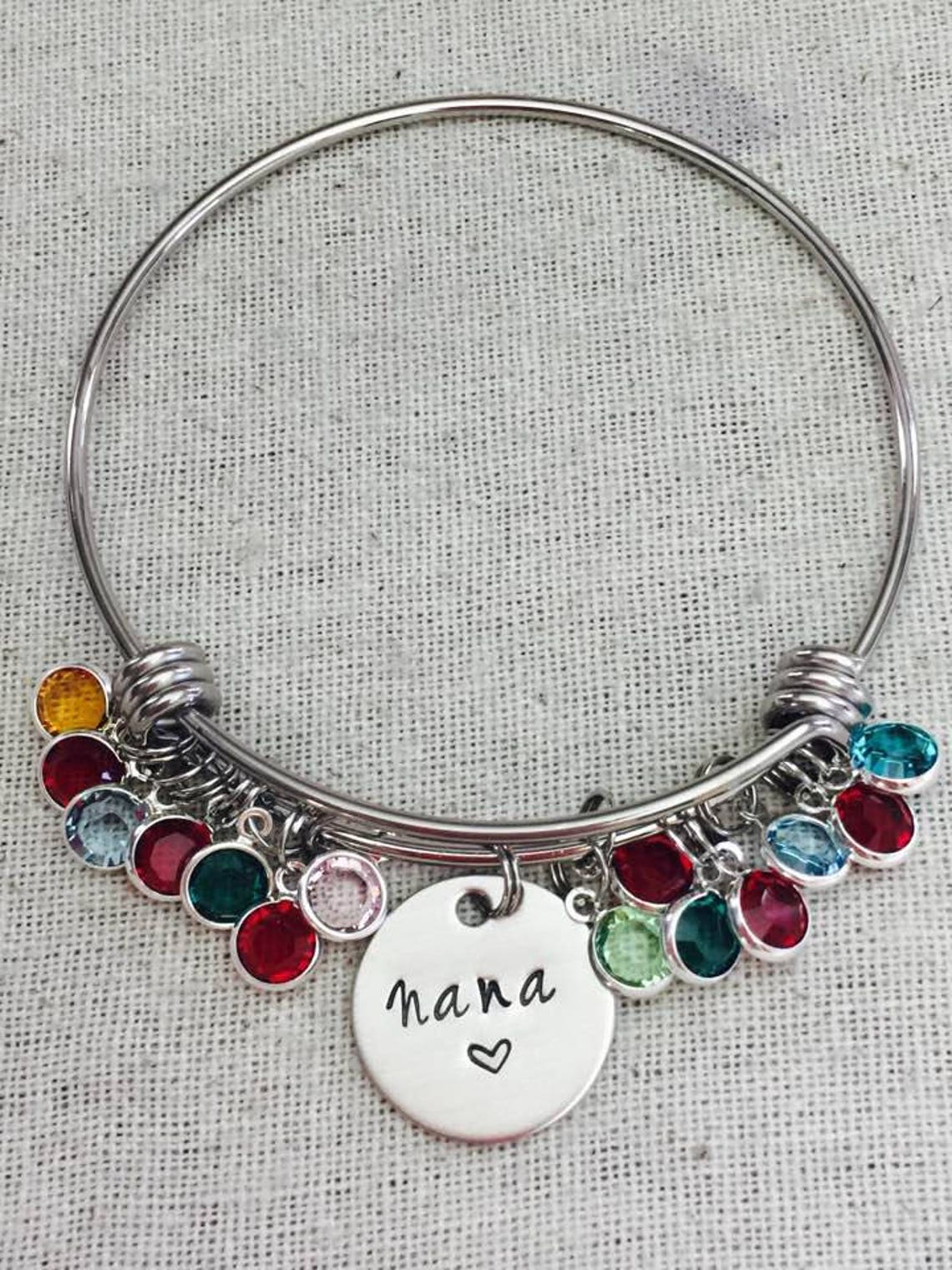 Personalized Nana Bracelet Birthstone Bracelet Etsy