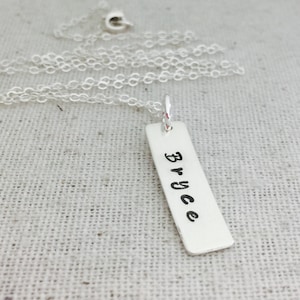 Gift For Mom-Personalized Sterling Silver Bar Tag Necklace-Vertical Bar Necklace-Mothers Jewelry-Grandma Gift-Kids Name-Family Jewelry-Gold
