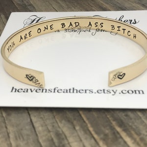 You Are One Bad Ass Bitch, Cancer Awareness, Be Strong,Self Love, Cuff Bracelet, Support, Motivational, Be A Fighter Mantra, Fighter, Strong
