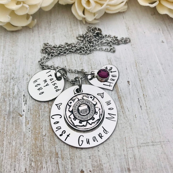 Coast Guard Mom Custom Necklace, Key Chain, I Raised My Hero, Military Mom,Proud Coast Guard Mom,For Her,Military Mom,Coastie Mom,Deployment