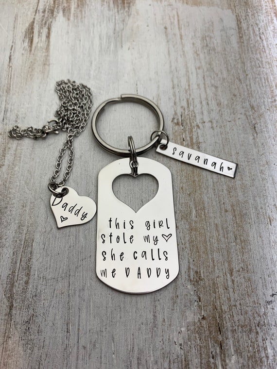 This Girl Stole My Heart She Calls Me Daddy Daddy Daughter Key Chain Necklace Set Father s Day Gift name Jewelry Family Jewelry for Dad Etsy