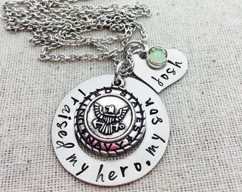Navy Mom I Raised My Hero My Son Necklace-Military Mom-US Navy Mom -Proud Navy Mom-Gift For Mom-Hero-Proud Navy Mom-Military Mom-Deployment