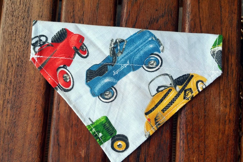Model Cars Print Dog and Pet Bandanna Antique Cars Fabric Print Pet Bandana Over the Collar Dog Bandana Vintage Cars Print Dog Bandana