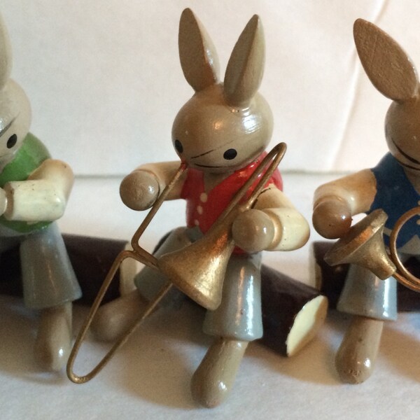 RESERVED for janicemolly EHO Kunst Rabbit Musician Figurines