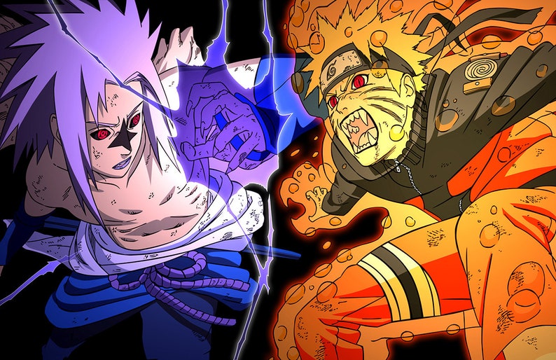 Naruto and Sasuke Poster Etsy