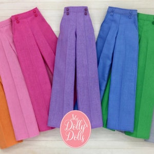 Retro Palazzo Pants by MyDollyDolls, 11,5" Dolls Vintage Clothes, Fashion Dolls Pants Clothes, Doll Curvy Slaks Clothes, Pantalones Muñecas