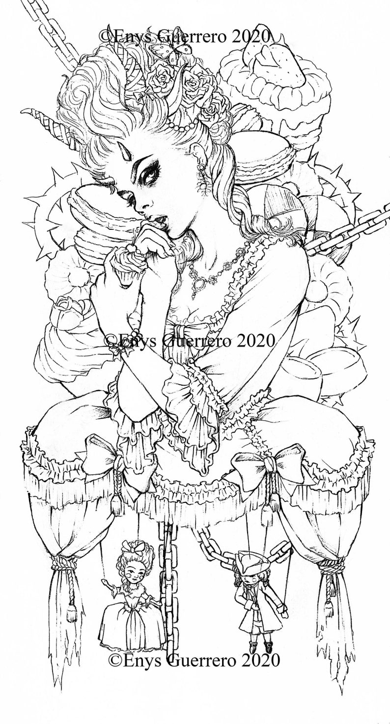 El Diablo Coloring Page Goth Fantasy Printable Download JPG | Etsy