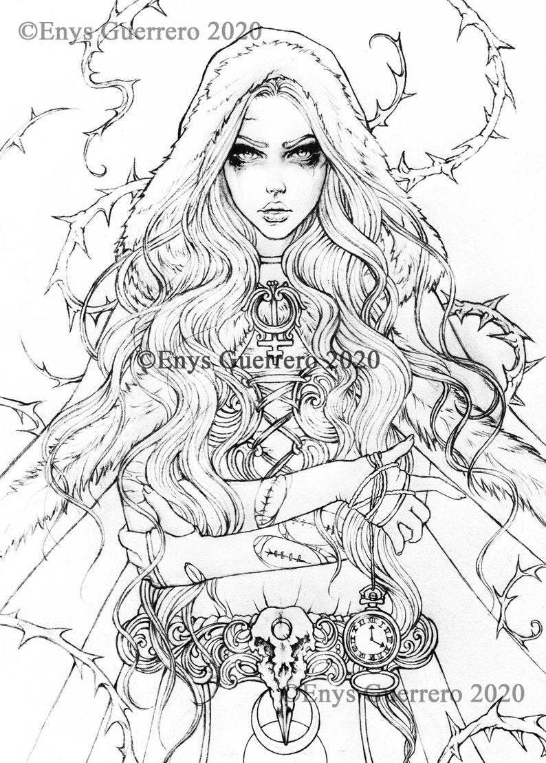 Reila Coloring Page Goth Fantasy Printable Télécharger JPG - Etsy France