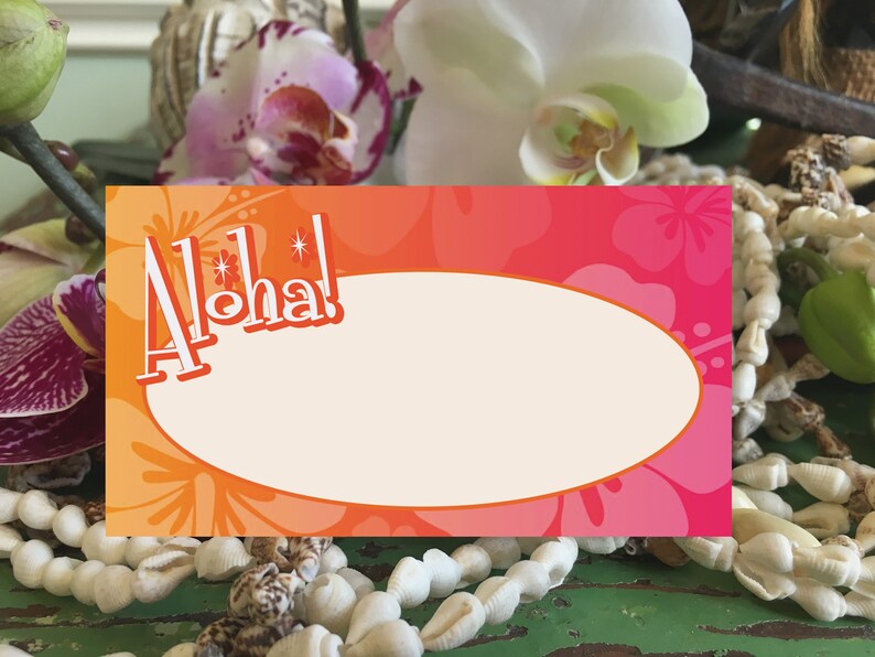 Hawaiian Name Tags Hawaiian Wedding Name Tags Luau Name Etsy