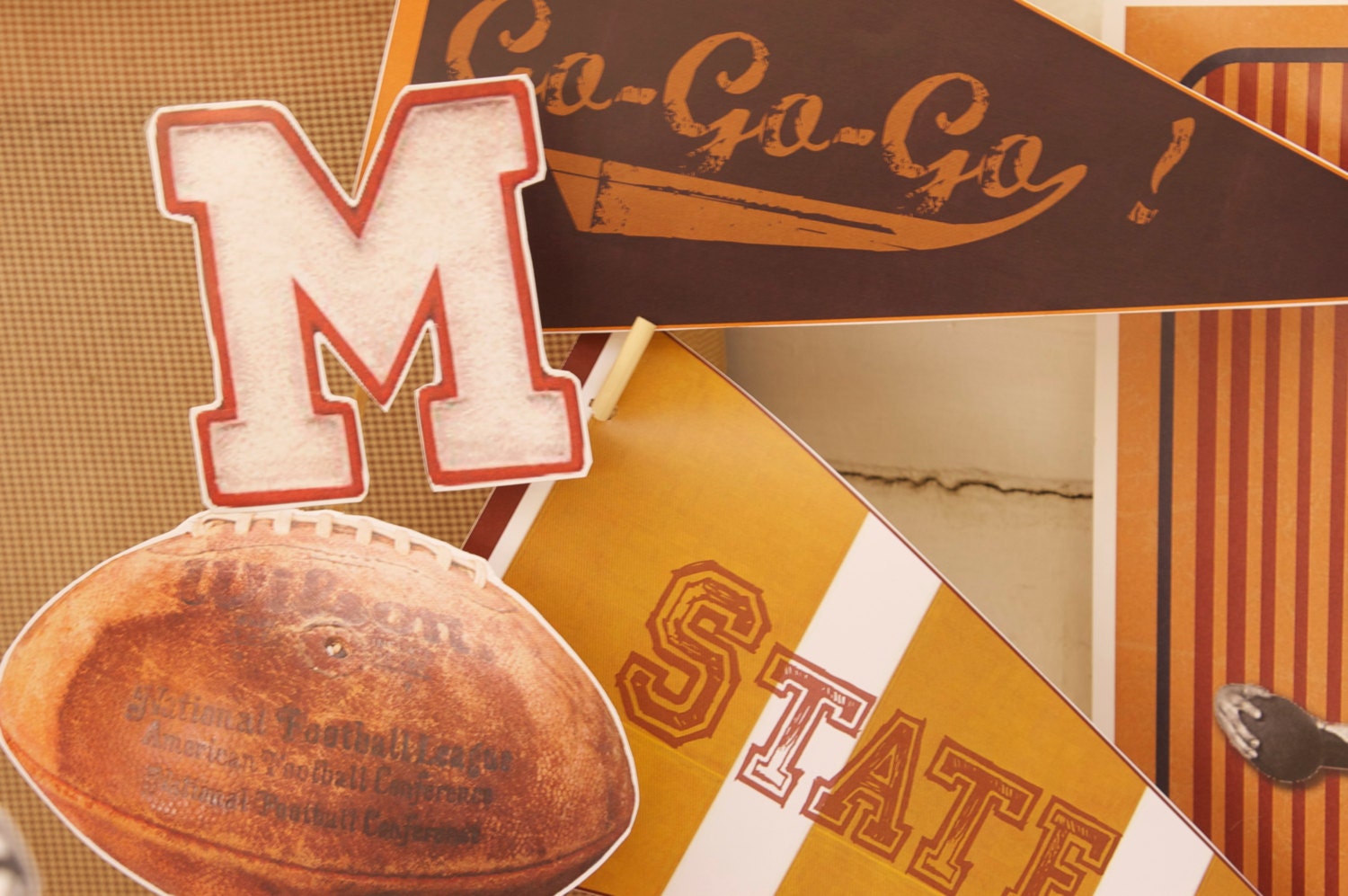 Football Party Decorations Printable Vintage Style Pennants | Etsy