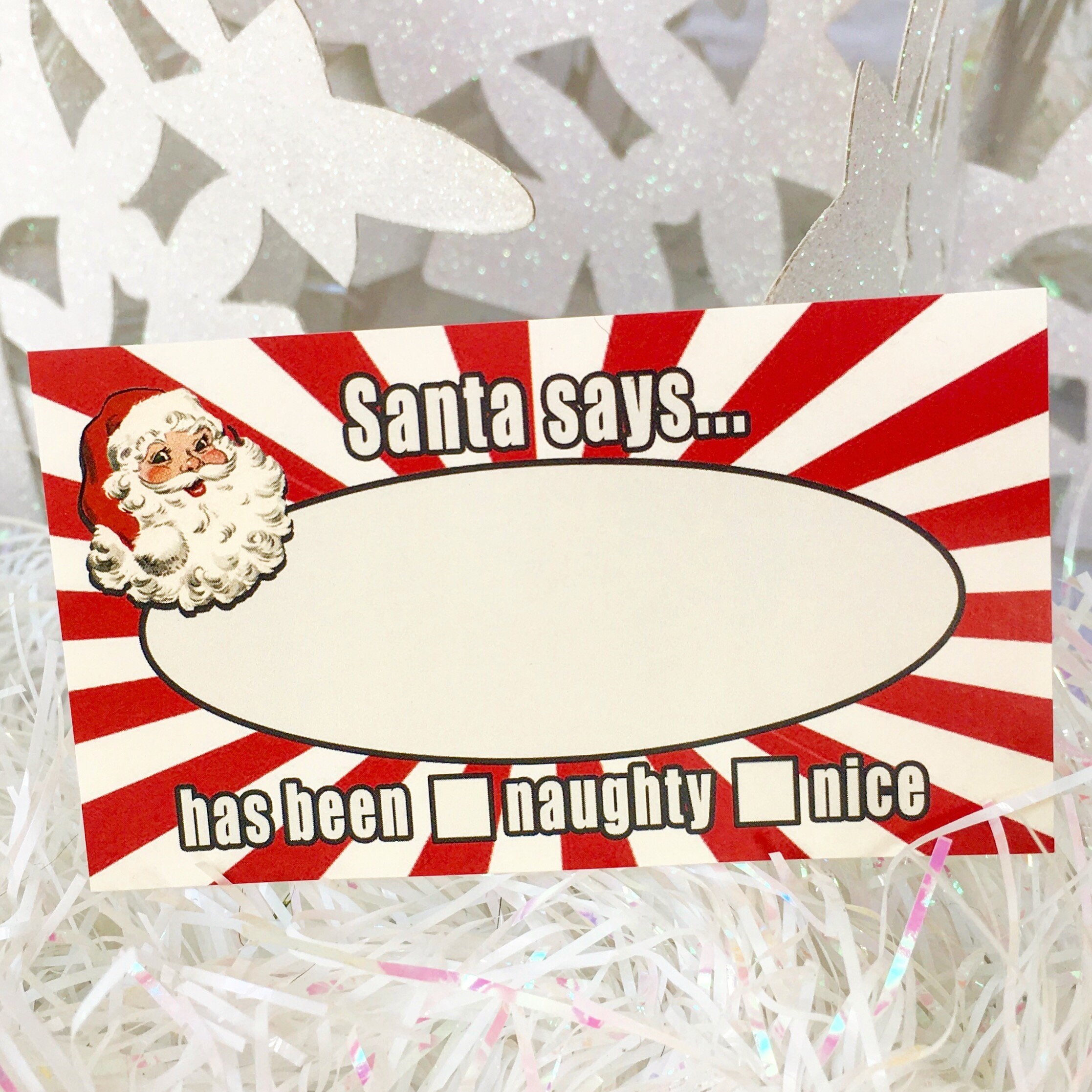 Christmas Name Tags Name Badge Writable Stickers. Fun Santa | Etsy