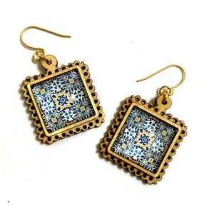 Maurische Fliesen Dekor Blau Gold Bauhaus Marokko Etsy