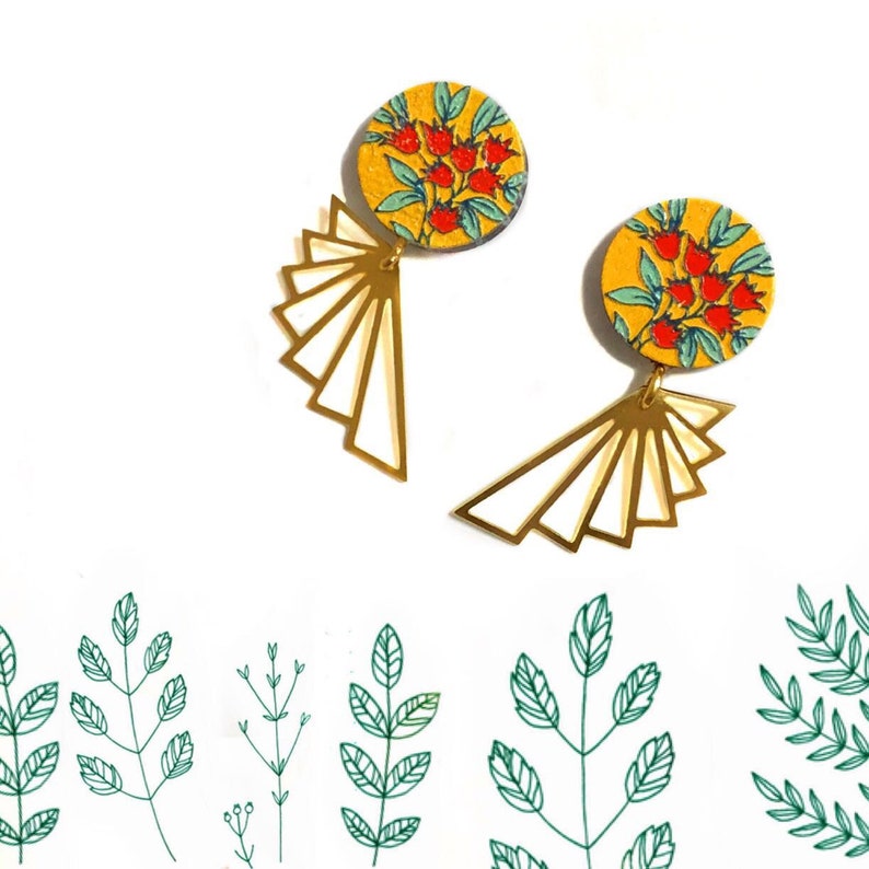 Dog-rose Rosemallows Wild Rose Gold Geometric Polygon Earrings Modern,Floral Minimal Rosa canina Minimalist Contemporary Trendy