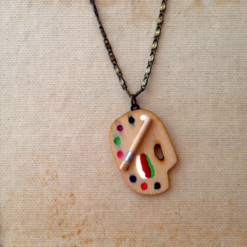 Paint Palette Artist Necklace Painting Paint Board Etsy