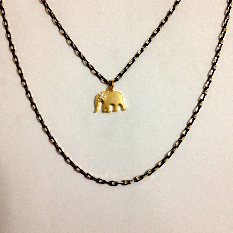 lucky necklace Spiritual gift Elephant charm Necklace Multi chain For animal lovers Minimalist good luck jewelry Gold Layered chains