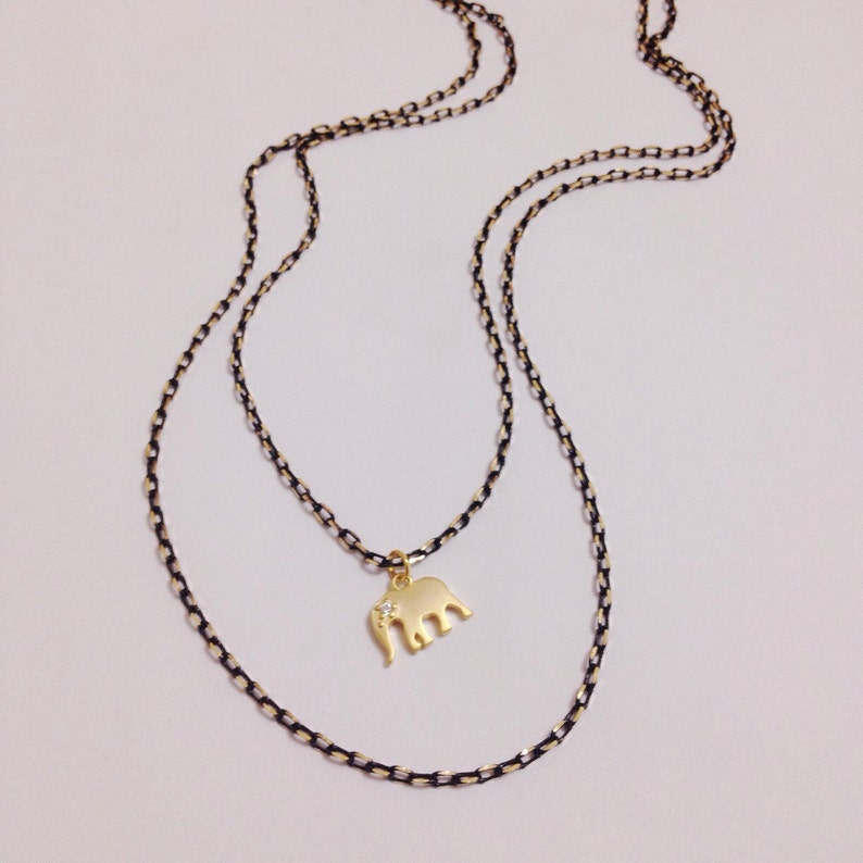 lucky necklace Spiritual gift Elephant charm Necklace Multi chain For animal lovers Minimalist good luck jewelry Gold Layered chains