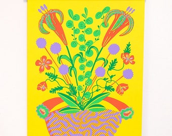 Yellow Flower Vase (Limited Edition Screen Print)