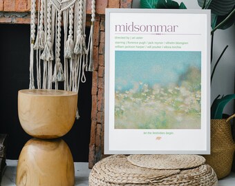 midsommar / cartel de película de terror minimalista / descarga instantánea / ari aster / flores silvestres / verde / púrpura / boho chic
