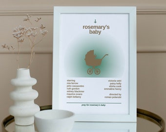 rosemary's baby | minimalist horror movie poster instant download | gemstone emerald green | mod | retro