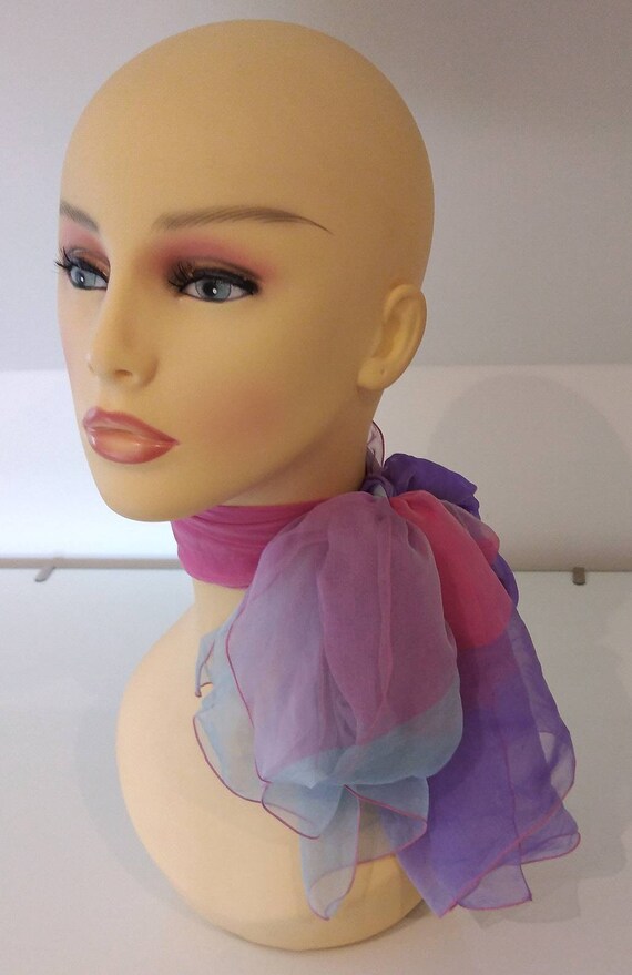 Foulard En Mousseline De Soie Ken Scott - Couleur Rose Fuchsia - Occasion