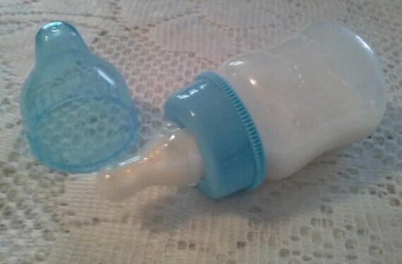 2 Ounce Blue Preemie Sealed Reborn Baby Bottle Faux Formula w//NO HOLE NIPPLE