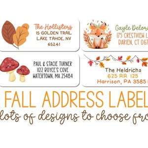 Fall Address Labels | Personalized Return Address Stickers for Fall | Autumn, Pumpkins, Leaves, Falltime, Watercolors |Custom Mailing Labels