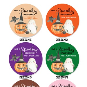 Halloween Stickers, Personalized Kids Halloween Treat Bag Stickers for School, Trunk or Treat, Party Favors, Goody Bags, Cute Pumpkin Ghost