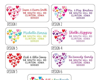 Personalized Address Labels, 60 Heart Mailing Stickers, Wedding Labels, Save the Date, Mr and Mrs Address Labels, Valentine Day Stickers