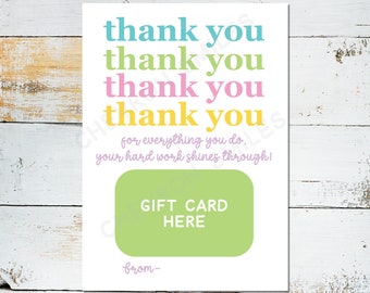 Gift Card Holder Printable, Teacher Appreciation Gift, Christmas Gift Teacher Teacher Appreciation, Thank You Teacher, Digital Download