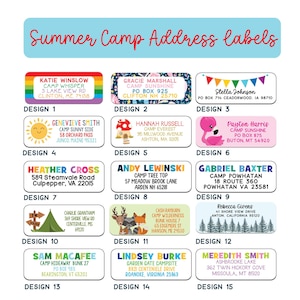Kids Camp Address Labels, Return Address Labels for Summer Camp, 30 Personalized Mailing Labels for Camp, Rainbow Name Labels for Camp