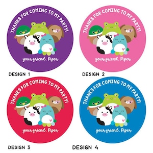 Squishmallow BIrthday Party Stickers, Bedankt voor Coming Party Treat Bag Stickers, Squish Stickers voor verjaardag, gepersonaliseerde stickers