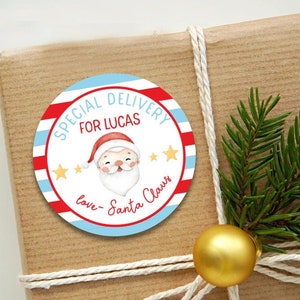 Entrega especial adesivos de natal, etiquetas personalizadas de papai noel para crianças, pólo norte expresso, adesivos de papai noel, etiquetas de nome de crianças natal
