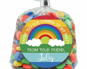 Thank You Birthday Stickers | Rainbow Birthday Labels for Treat Bags | Thanks for coming to my party | Rainbow Birthday Favors | Unisex