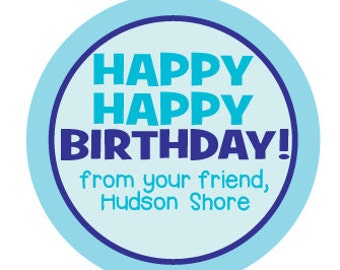 happy birthday gift labels personalized 12 round rainbow etsy