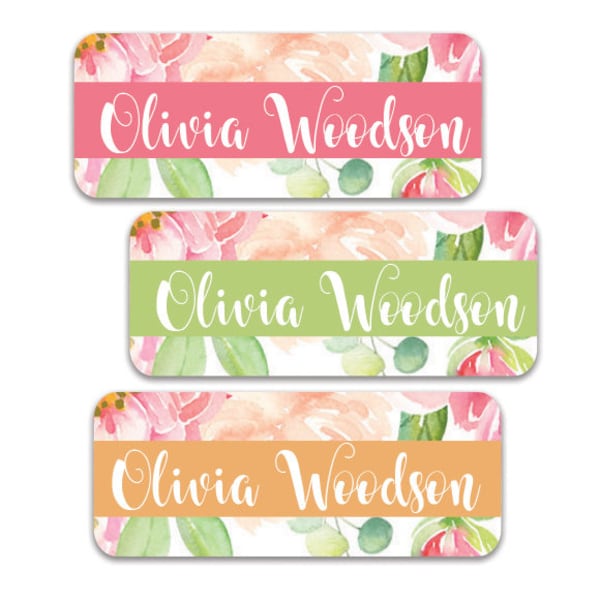 School Labels, School Name Labels, Waterproof School Labels, Dishwasher Safe, Personalized School Labels, Floral Girl Name Labels