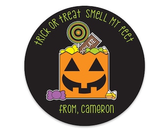 Halloween Stickers, Gepersonaliseerde Treat Bag Favor Stickers voor Halloween, Klaslokaal Candy Bag Stickers, Pompoen Stickers
