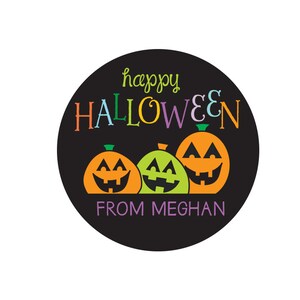 Personalized Halloween Stickers, Kids Halloween Treat Bag Labels Tags, Pumpkin Stickers, Happy Halloween Labels