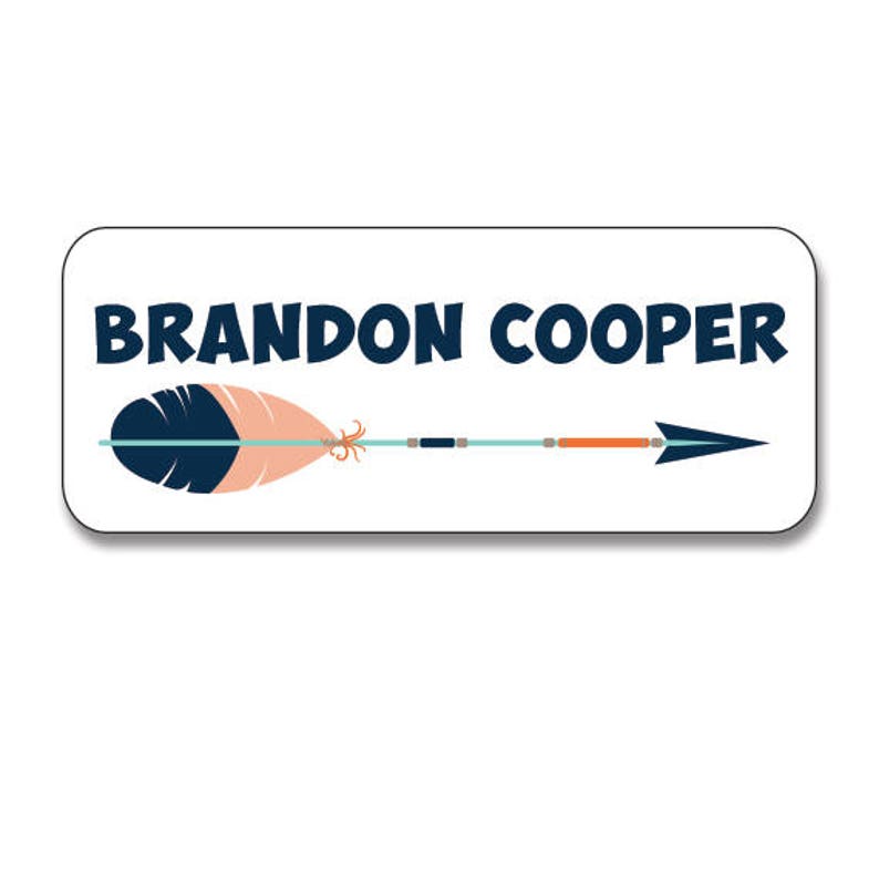 use for camp 30 Boy Name Labels Tribal Arrow school Waterproof Stickers that are dishwasher safe on bottles and sippy cups daycare