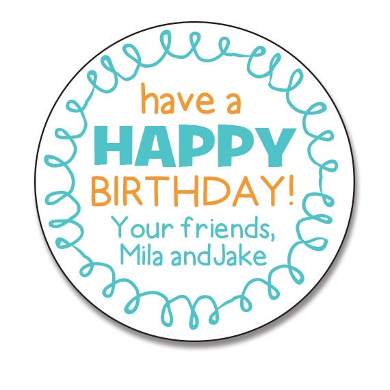 Birthday Gift Stickers Personalized Happy Birthday Labels Etsy