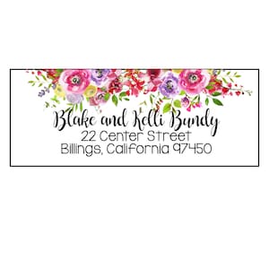 Floral Address Labels, 60 Personalized Mailing Labels, Watercolor Flowers. Wedding Return Address Labels
