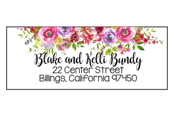 Floral Address Labels, 60 Personalized Mailing Labels, Watercolor Flowers. Wedding Return Address Labels