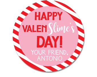 Valentine's Day Stickers, Personalized Slime Valentine Treat Labels, Tags - kids Valentine Stickers