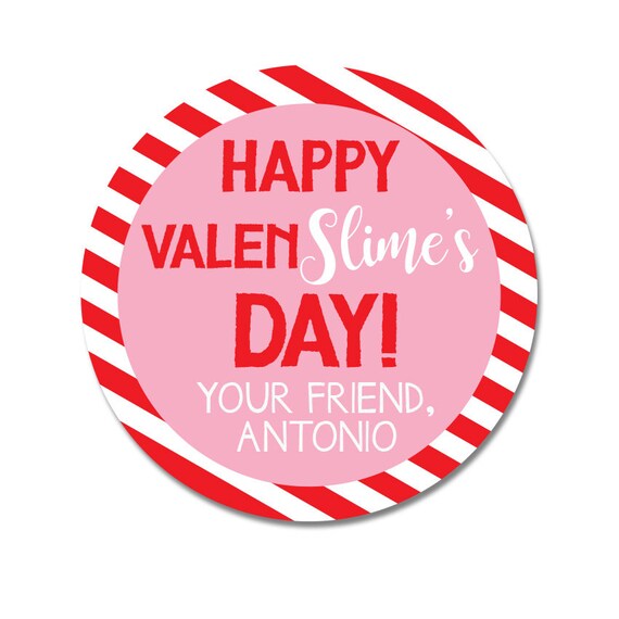 Valentine's Day Stickers, Personalized Slime Valentine Treat Labels, Tags Kids  Valentine Stickers 