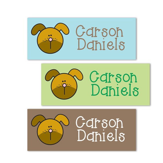 30 Waterproof Puppy Daycare Labels, Boy Name Labels, Dishwasher